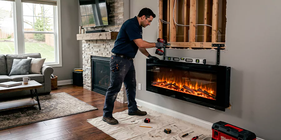 Fake Fireplace and Faux Insert Installation Upper Darby