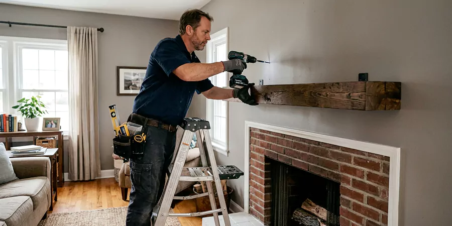 Floating Shelf Mantel Installation Upper Darby